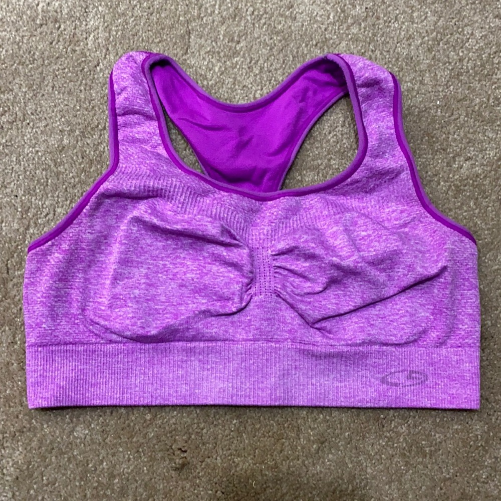 Purple Heathered Sports Bra